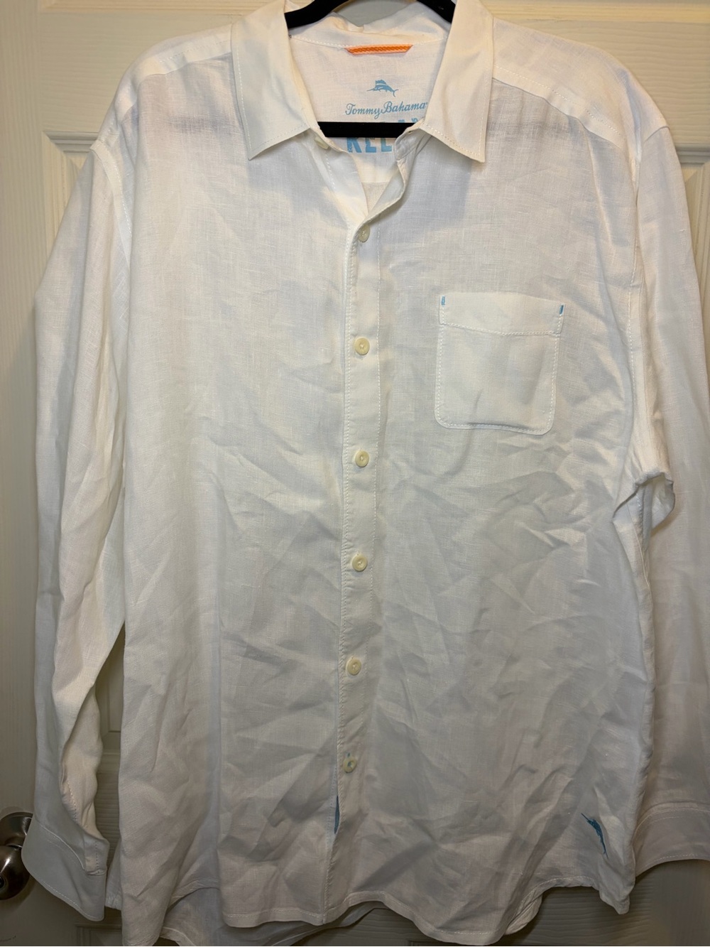 Tommy Bahama White Long-Sleeve 100% Linen Button-Down Shirt